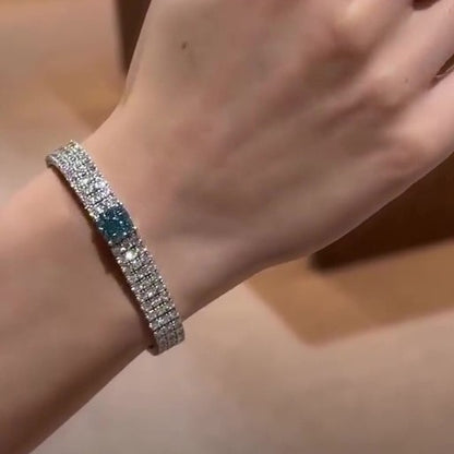 Jzora Handmade Aquamarine Cushion Cut Gorgeous Bracelet