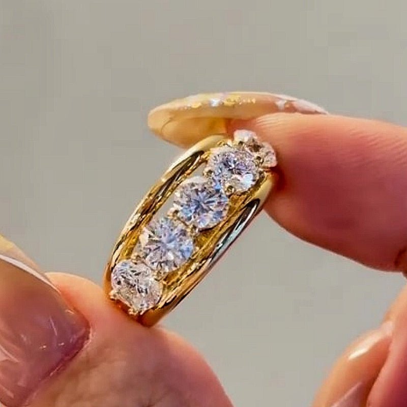 Jzora handmade classic & elegant multi-stone moissanite sterling silver ring