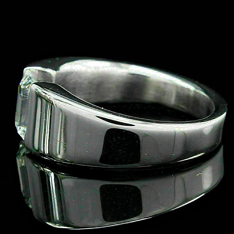Jzora handmade 2ct emerald-cut bezel-set modern men's ring