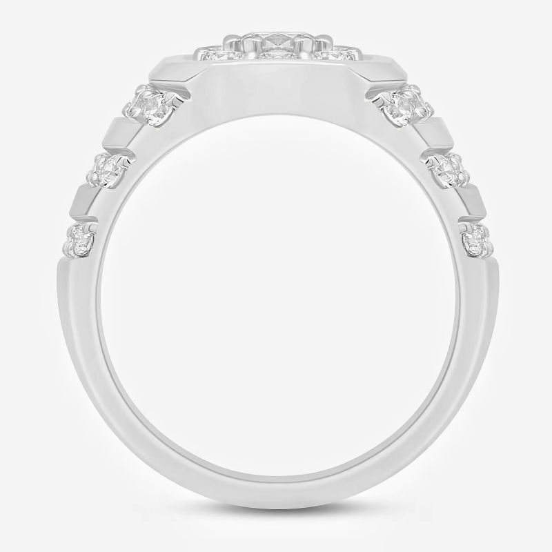 Jzora handmade 2ct multi-row pavé round cut cluster men’s ring