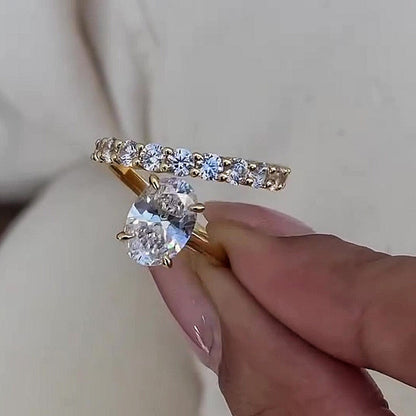 Jzora handmade golden glow eternal shine oval cut sterling silver promise ring