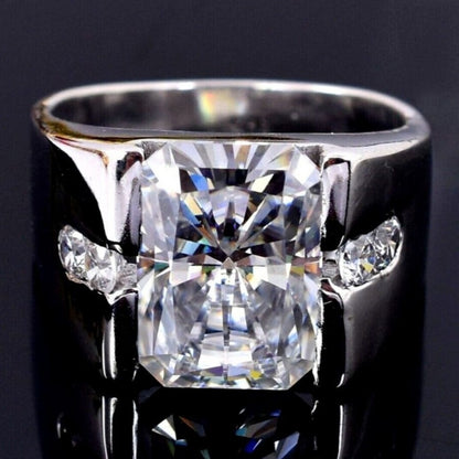 Jzora handmade radiant cut high-shine finish wide band men's ring
