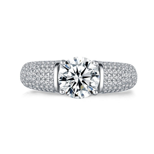 Jzora handmade 2ct round cut moissanite timeless glamour sterling silver men's band