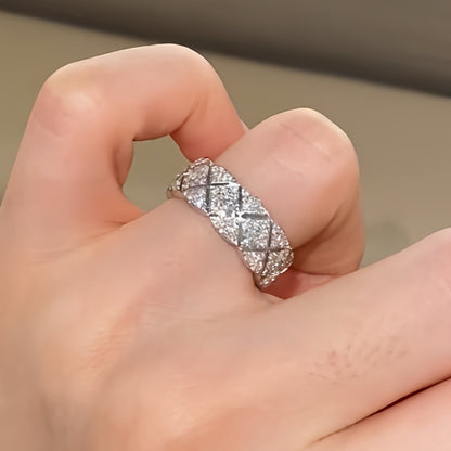 Jzora Fashion Full Pavé sterling silver wedding women's band ring