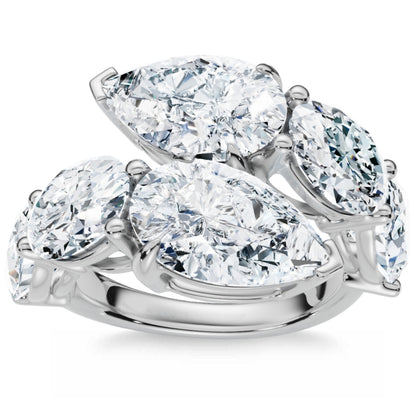 Jzora handmade elegant pear&oval cut timeless sterling silver ring