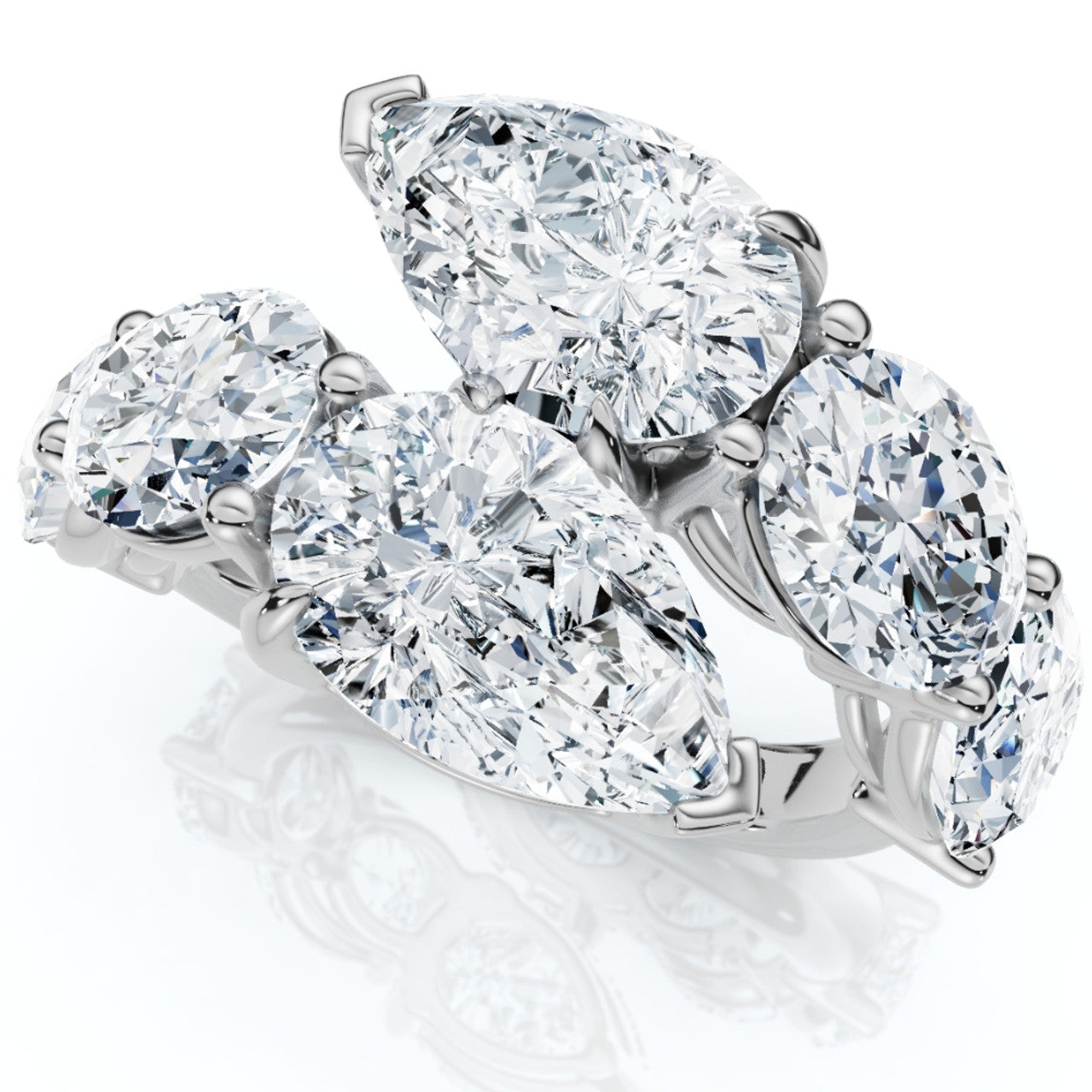 Jzora handmade elegant pear&oval cut timeless sterling silver ring