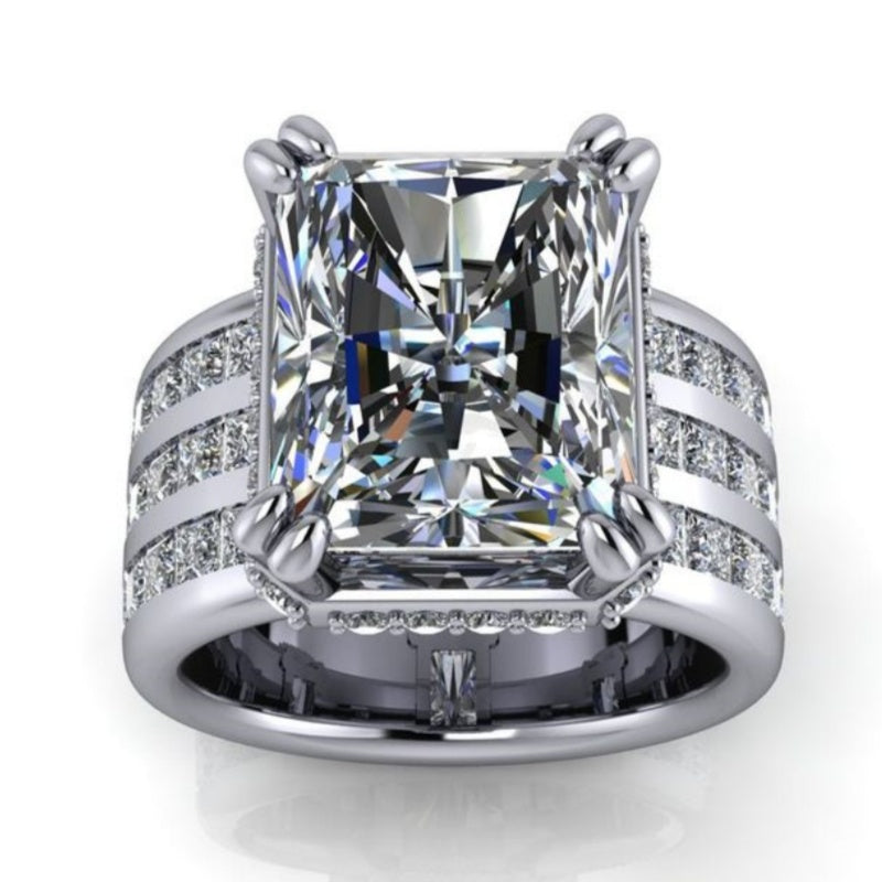 Jzora handmade bold & statement radiant cut channel-set men's wide band ring