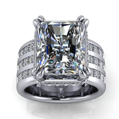 Jzora handmade bold & statement radiant cut channel-set men's wide band ring