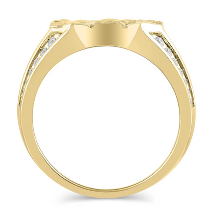 Jzora handmade gold textured nugget round accents men’s ring