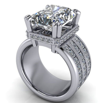 Jzora handmade bold & statement radiant cut channel-set men's wide band ring