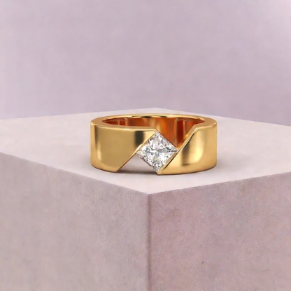 Jzora Handmade 1CT Princess Cut Moissanite Geometric Wedding Men's Ring
