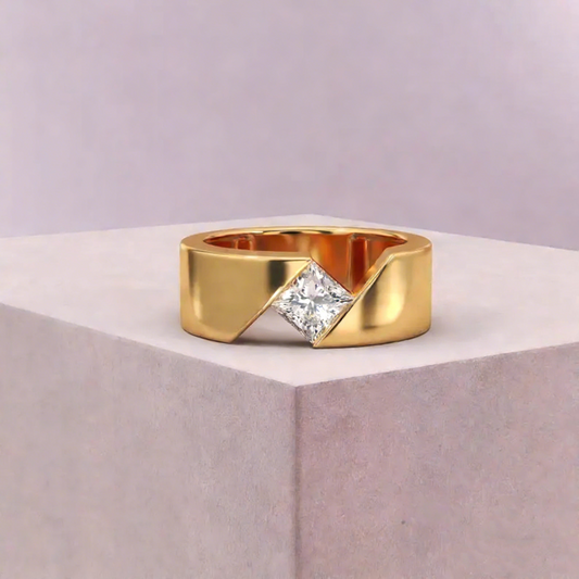 Jzora Handmade 1CT Princess Cut Moissanite Geometric Wedding Men's Ring