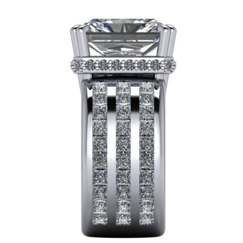 Jzora handmade bold & statement radiant cut channel-set men's wide band ring