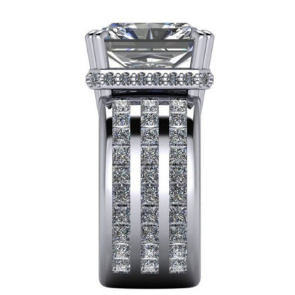 Jzora handmade bold & statement radiant cut channel-set men's wide band ring