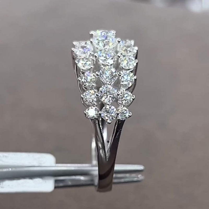 Jzora handmade 6ct round cut triple row sterling silver engagement ring