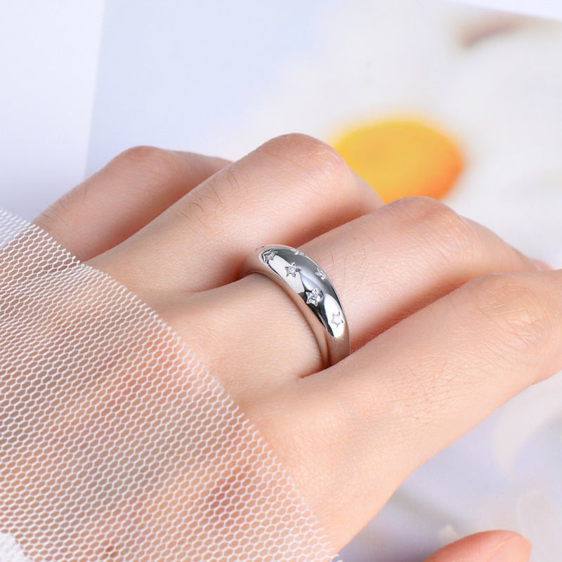 Jzora handmade 0.11ct elegant and captivating star-adorned moissanite sterling silver ring