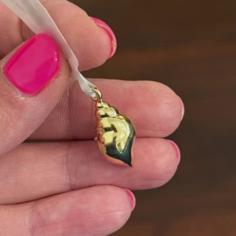 Jzora handmade golden seashell pendant with 0.62ct pear cut sparkle sterling silver necklace