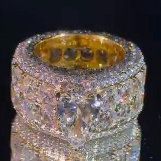 Jzora handmade 5ct pear cut royal shine full pavé brilliance men's band ring