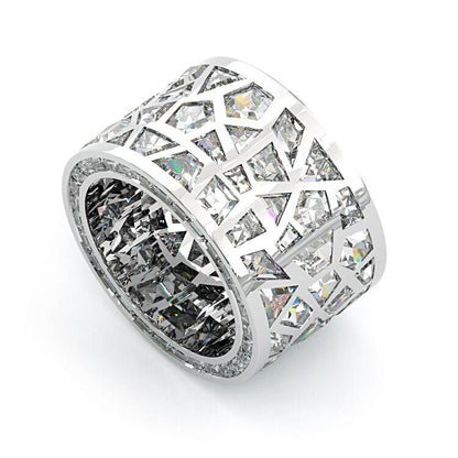 Jzora handmade unconventional random irregular polygon broken mirror sterling silver ring