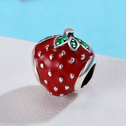 Jzora Bright Strawberry Fruit Sterling Silver Charm