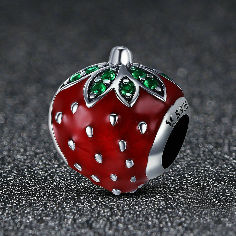 Jzora Bright Strawberry Fruit Sterling Silver Charm