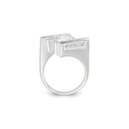 Jzora handmade round cut open band moissanite sterling silver ring