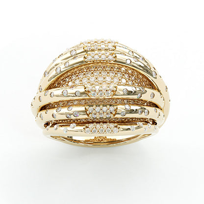 Jzora handmade gold-tone bold & statement dome twisted gold cage women's band ring