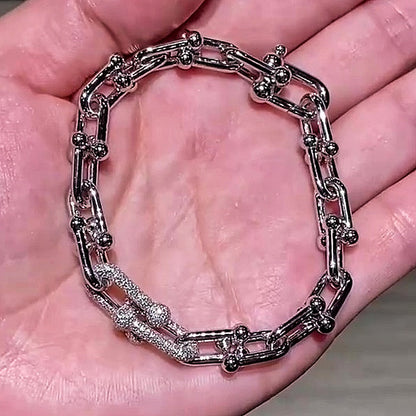 Jzora handmade full pave zircon horseshoe clasp bracelet