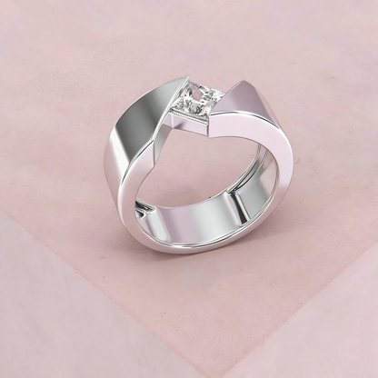 Jzora Handmade 1CT Princess Cut Moissanite Geometric Wedding Men's Ring