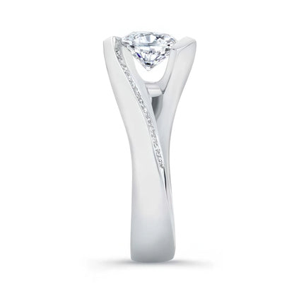 Jzora handmade classic 1ct round cut Moissanite sterling silver ring