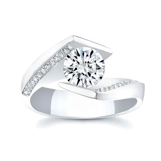 Jzora handmade classic 1ct round cut Moissanite sterling silver ring