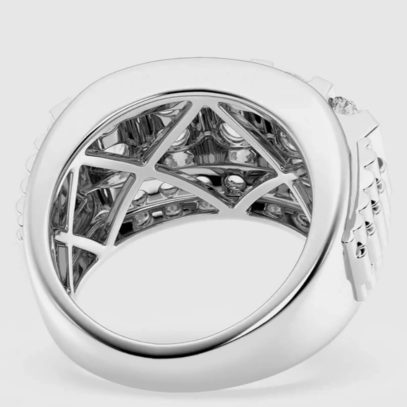 Jzora handmade 3ct round cut floating bar men's wedding band ring
