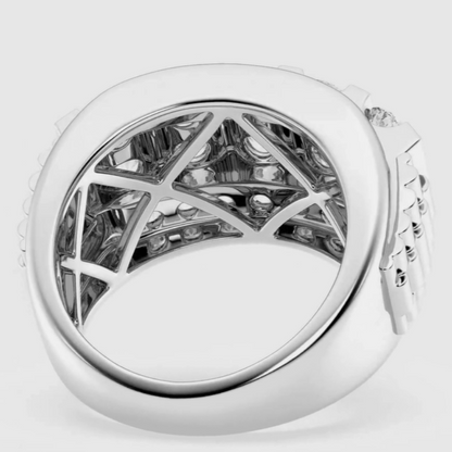 Jzora handmade 3ct round cut floating bar men's wedding band ring