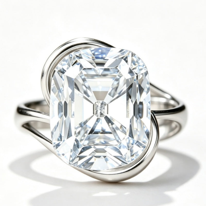 Jzora Handmade Cushion Cut Moissanite Solitaire Sterling Silver Engagement Ring
