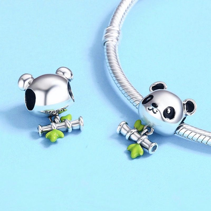 Jzora Cute Animal Bamboo Panda Sterling Silver Charm