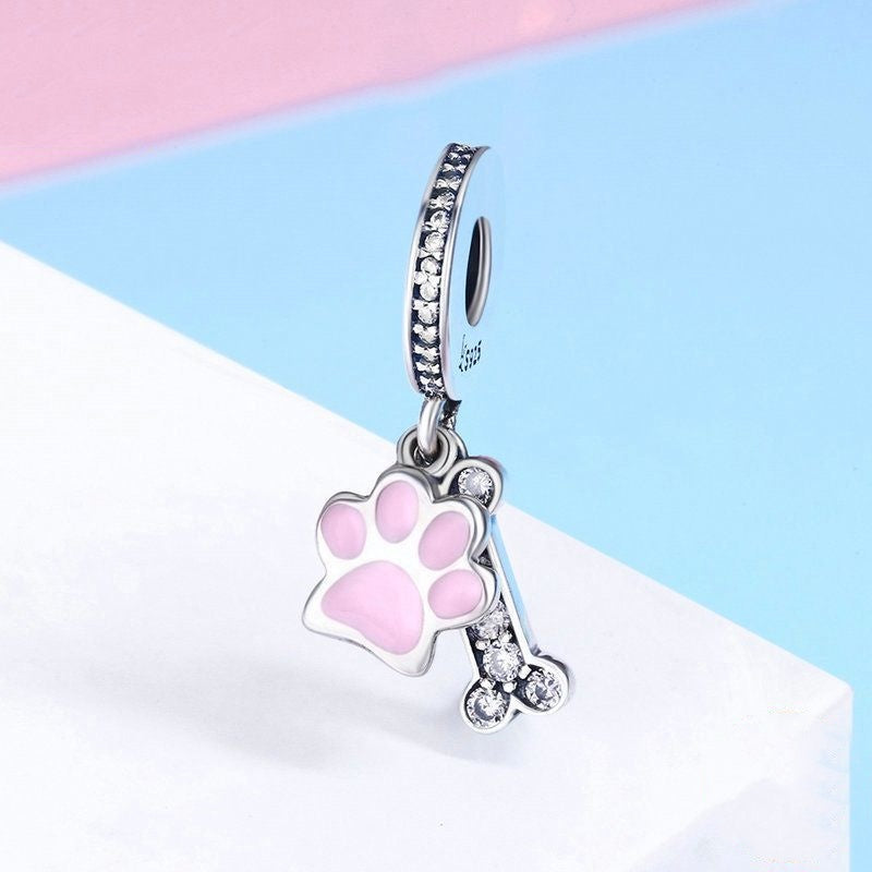 Jzora Animal Paw Print Bone Sterling Silver Charm