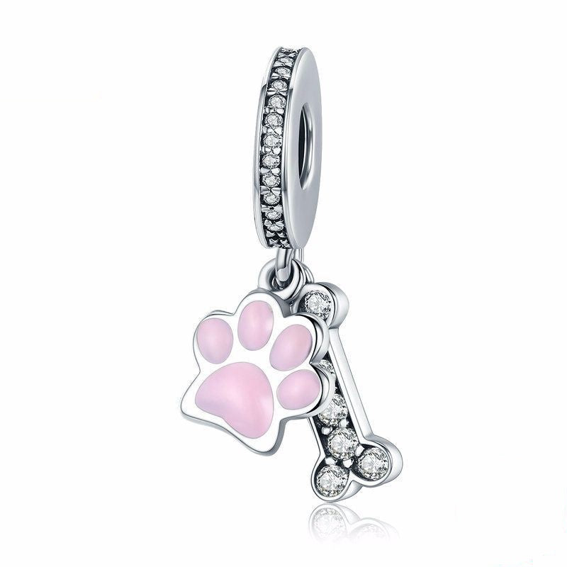 Jzora Animal Paw Print Bone Sterling Silver Charm