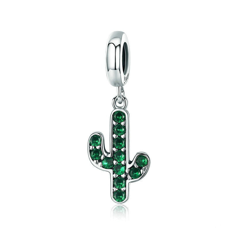 Jzora Classic Fashion Green Cactus Sterling Silver Charm