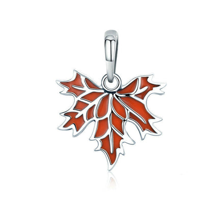 Jzora Vintage Autumn Maple Leaf Sterling Silver Charm