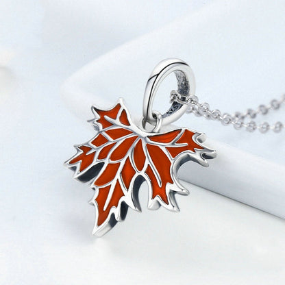 Jzora Vintage Autumn Maple Leaf Sterling Silver Charm