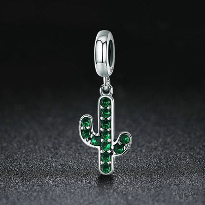 Jzora Classic Fashion Green Cactus Sterling Silver Charm