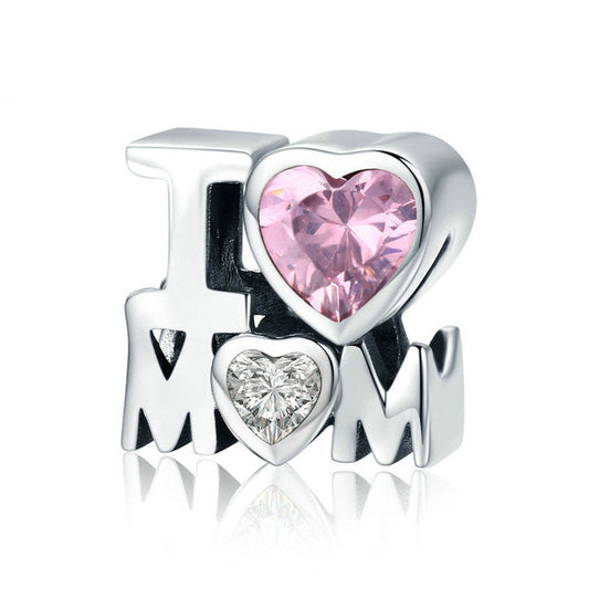 Jzora I Love Mom Alphabet Sterling Silver Charm