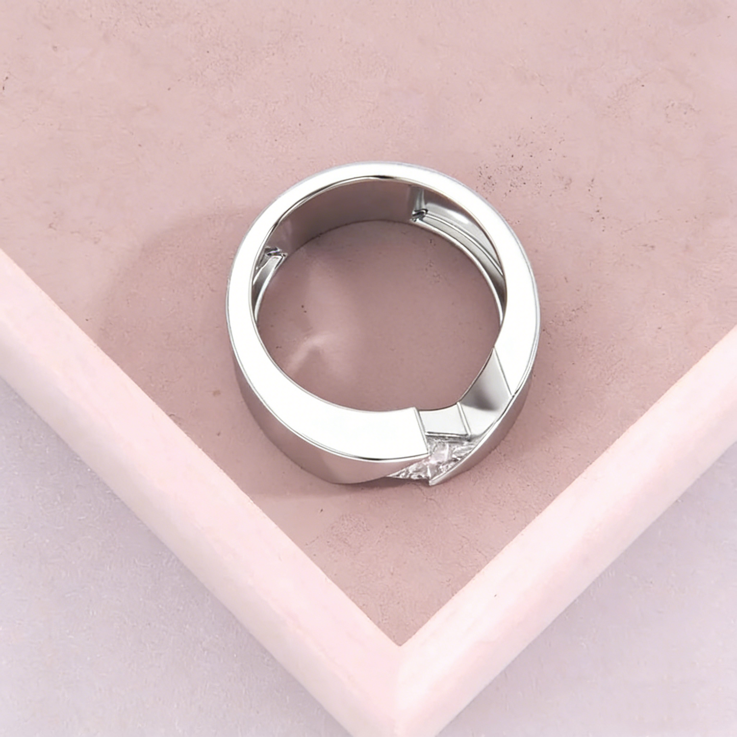 Jzora Handmade 1CT Princess Cut Moissanite Geometric Wedding Men's Ring