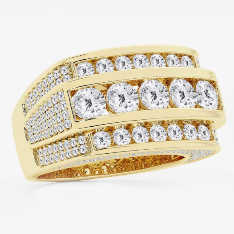 Jzora handmade multi-row rectangular men's wedding band ring