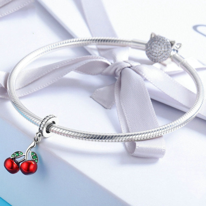 Jzora Fashion Classic Cherry Fruit Sterling Silver Charm