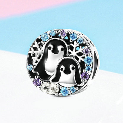 Jzora Animal Winter Penguin House Sterling Silver Charm