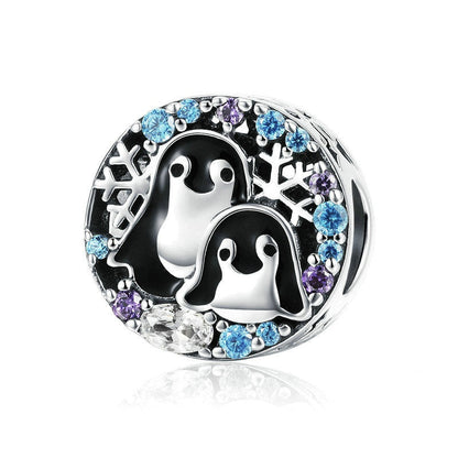 Jzora Animal Winter Penguin House Sterling Silver Charm