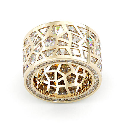 Jzora handmade unconventional random irregular polygon broken mirror sterling silver ring