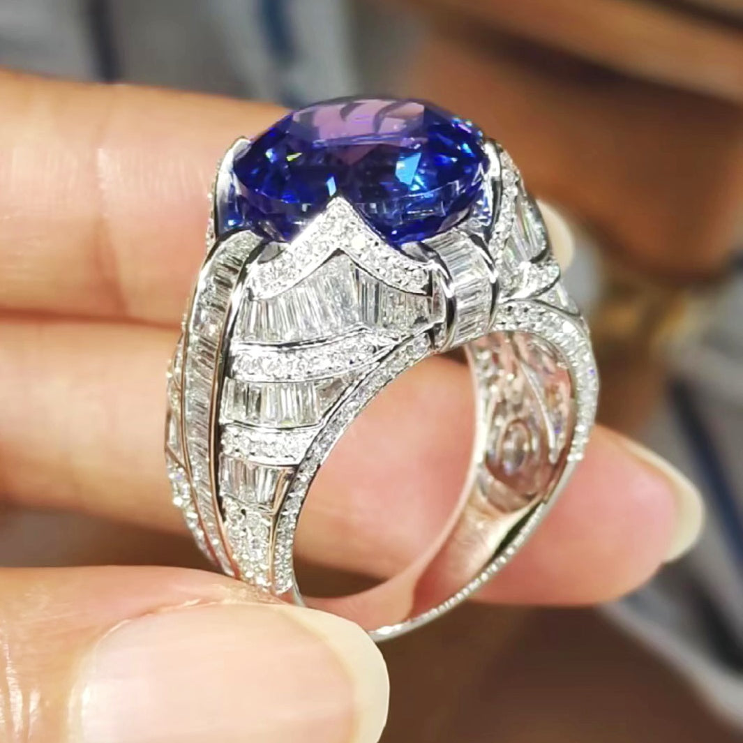 Jzora handmade sapphire round cut vintage men’s ring
