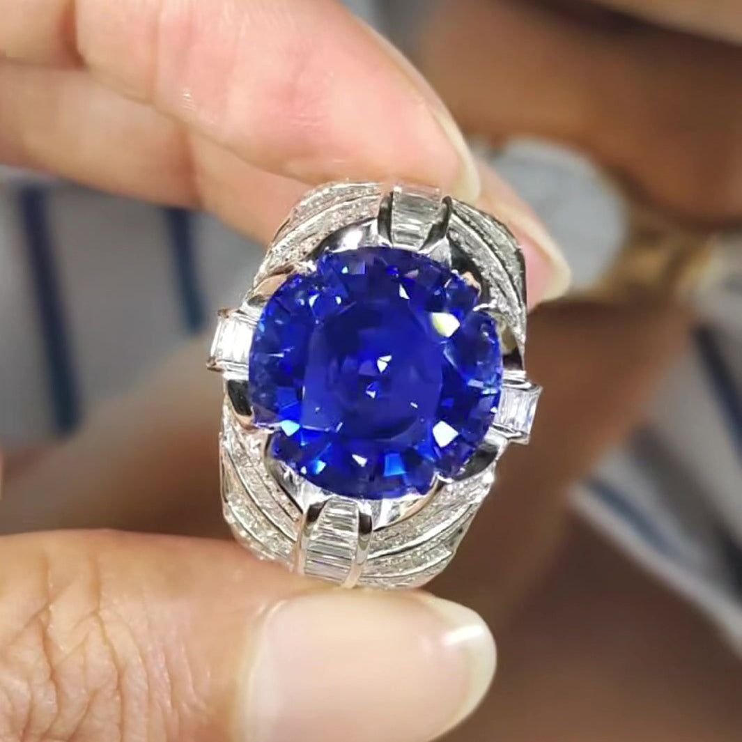 Jzora handmade sapphire round cut vintage men’s ring